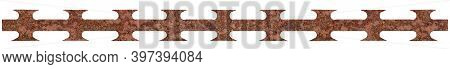 Rusty Barbed Razor Wire Tape Panorama Corroded Macro Closeup, Seamless Panoramic Rusted Corroding Ru
