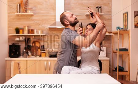 Jelous Husband Trying To Take Wife Phone Suspecting Her Of Cheating With Another Man. Frustrated Off