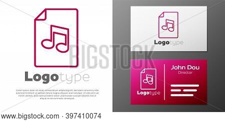 Logotype Line Music Book With Note Icon Isolated On White Background. Music Sheet With Note Stave. N
