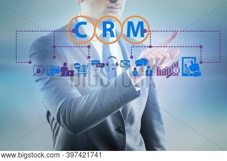 CRM custromer relationship management concept with businessman