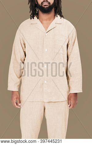 Men's pajamas mockup fashion shoot in studio