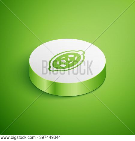 Isometric Kheer In A Bowl Icon Isolated On Green Background. Traditional Indian Food. White Circle B
