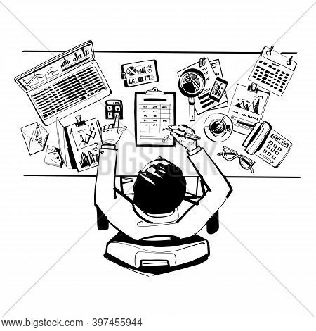 Working With Financial Papers. Accounting Concept. Organization Process, Analytics, Research, Planni