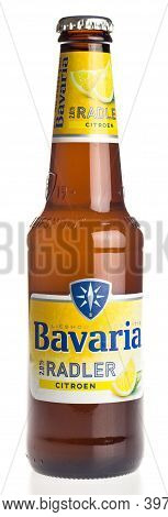 Groningen, Netherlands - November 28, 2020: Bottle Of Bavaria Lemon Radler Beer Isolated On A White 