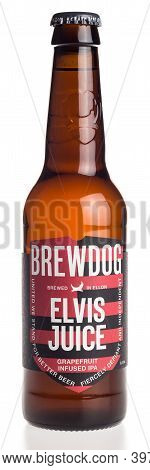 Groningen, Netherlands - November 28, 2020: Bottle Of Scottish Brewdog Elvis Juice Beer Isolated On 