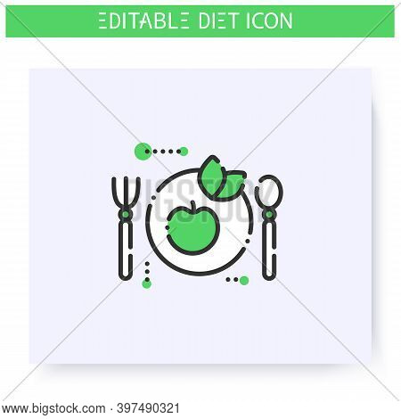 Vegan Diet Line Icon. Ketogenic Low Carb Diet. Weight Loss. Portion Control. Healthy Eating. Dietary