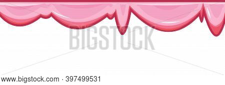 Beads Of Pink Liquid. Custard. Red Ice Cream. Thick Flowing Paint. Slime. The Drops Are Slipping. Th
