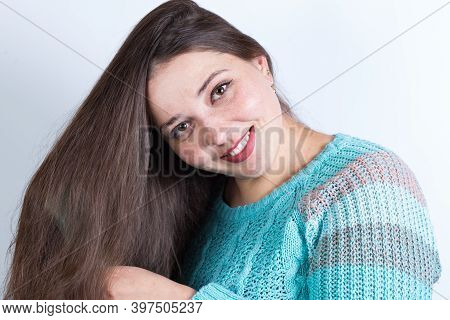 Smiling Girl Combing