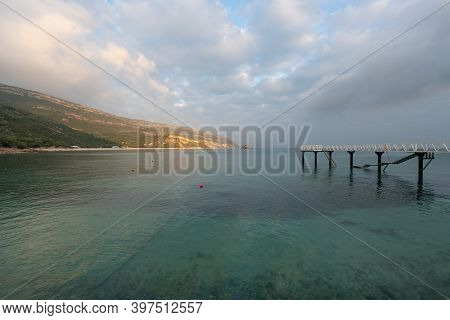 Sea Landscape Of Turquoise Idylic Water In Portinho Da Arrabida, Portugal