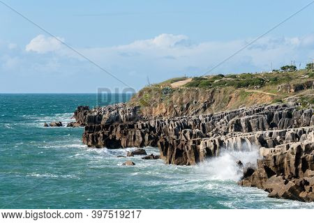 Peniche Sea Cliffs With Atlantic Ocean In Portugal