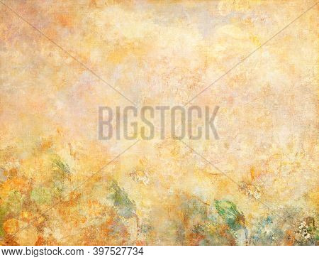 Yellow floral wall textured background