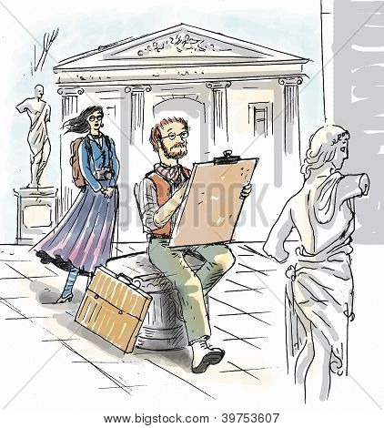 Láska skici v muzeu