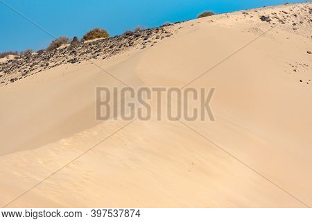 Dune At Playa De Sotavento, Fuerteventura In Spain In Summer.