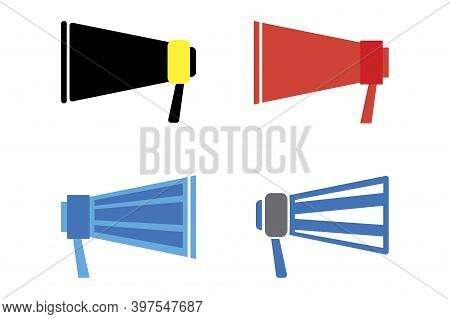 Warning Attention Sign. Flat Colored Horns Loudspeakers For Marketing Advertising Design. Stock Imag