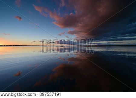 Colorful Sunset Cloudscape Reflected In Tranquil Coot Bay In Everglades National Park, Florida On Ca