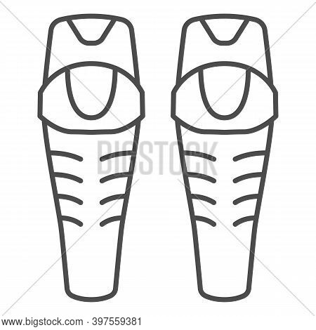 Snowboarder Protectors Thin Line Icon, World Snowboard Day Concept, Ski Arm Protectors Sign On White