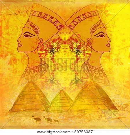 Gamla papper med egyptiska drottningen