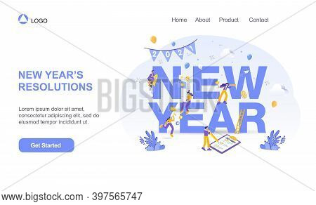 Happy New Year 2021. 2021 Business Goals Concept Illustration. 
Marketers Doing Social Media Marketi