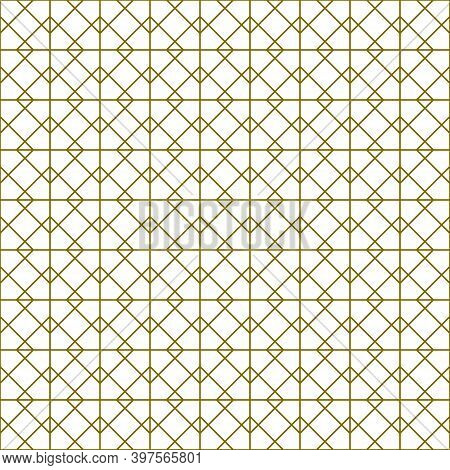 Seamless Pattern In Style Kumiko Zaiku In Brown Lines. Average Thickness.