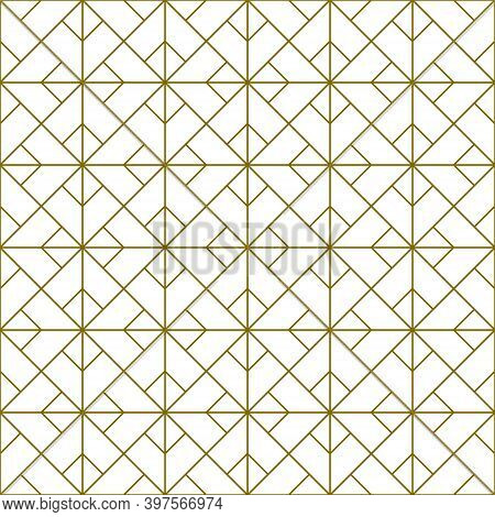 Seamless Pattern In Style Kumiko Zaiku In Brown Lines. Average Thickness.