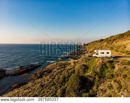 Camper Car On Coast, Almeria Spain