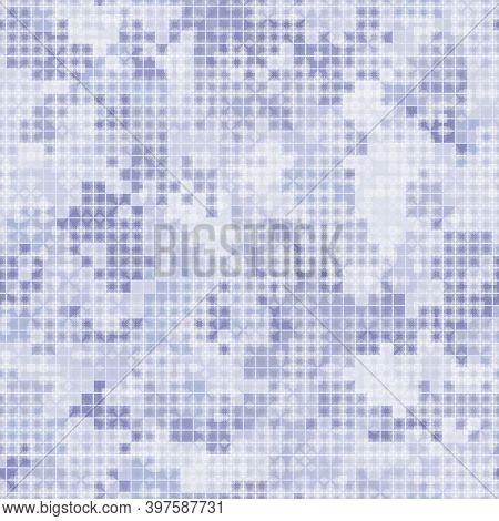 Military Camouflage Seamless Pattern. Arctic Winter Digital Pixel Style.