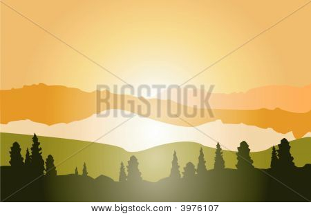 Vektor Berglandschaft, Sunrise