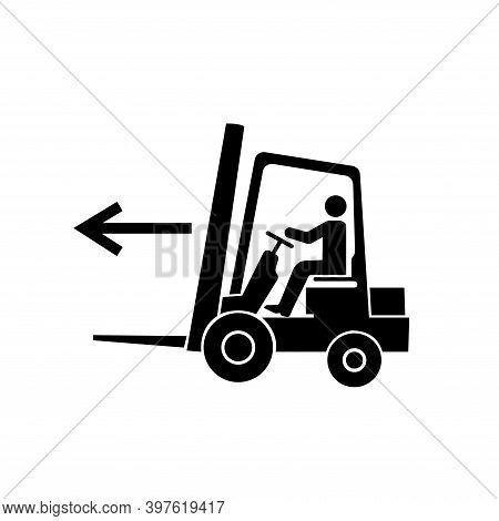 Forklift Point Left Black Icon, Vector Illustration, Isolate On White Background Label. Eps10