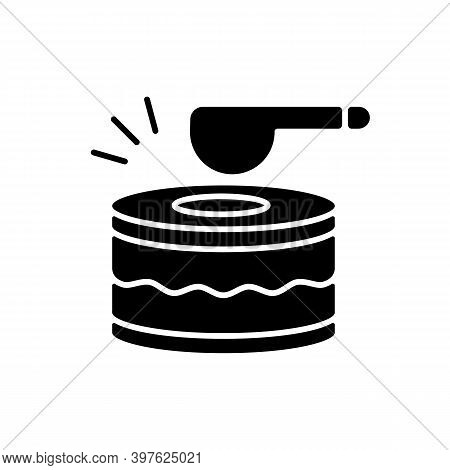 Drums Black Glyph Icon. Ramadan Music Instrument. Waking Up All People Before Dusk To Eat Food. Spec
