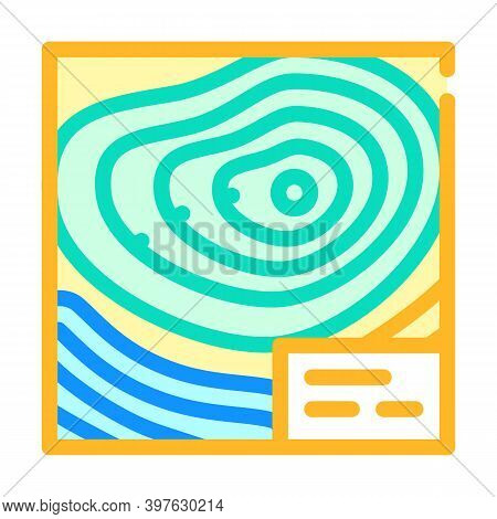 Topographic Map Color Icon Vector Illustration Flat