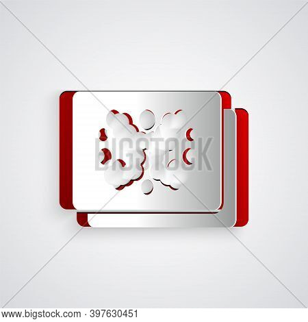 Paper Cut Rorschach Test Icon Isolated On Grey Background. Psycho Diagnostic Inkblot Test Rorschach.