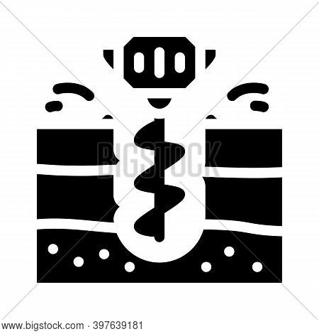 Earth Drilling Equipment Glyph Icon Vector Illustration