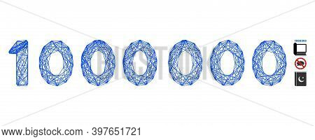 Vector Wire Frame 1000000 Digits Text. Geometric Linear Frame Flat Network Made From 1000000 Digits 