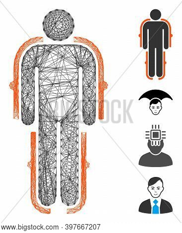 Vector Net Exoskeleton. Geometric Linear Frame 2d Net Made From Exoskeleton Icon, Designed From Cros