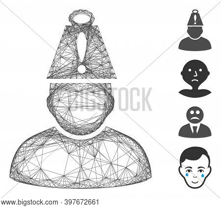 Vector Wire Frame Head Stress. Geometric Wire Frame 2d Network Made From Head Stress Icon, Designed 