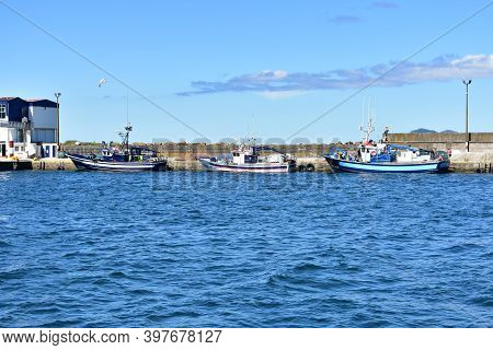 Portosin, Spain. June 30, 2020. Harbor And Galician Fishing Vessels At Famous Rias Baixas In Galicia