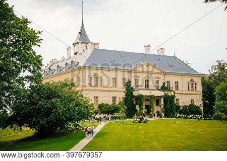 Renaissance Castle Radun In Sunny Summer Day, Neo-classical Chateau Located Near Opava, North Moravi