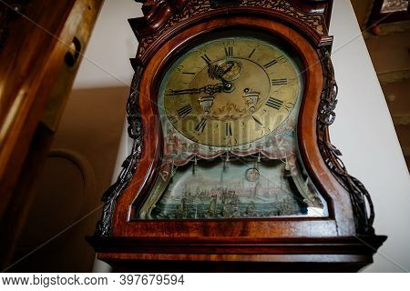 Radun Castle Interior, Neo-classical Chateau, Vintage Floor Antique Mechanical Watch, Clock Closet C