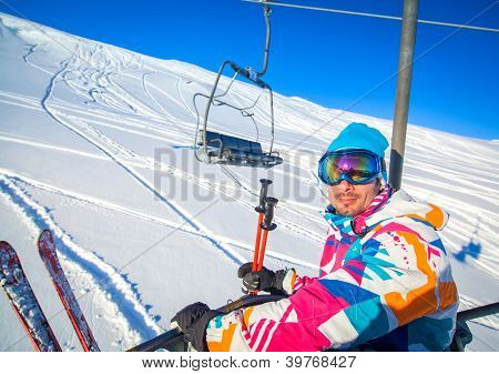 Lyžař na vlek