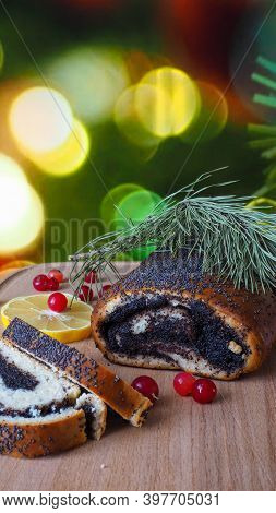 Festive Christmas Dessert Roll With Poppy Seeds