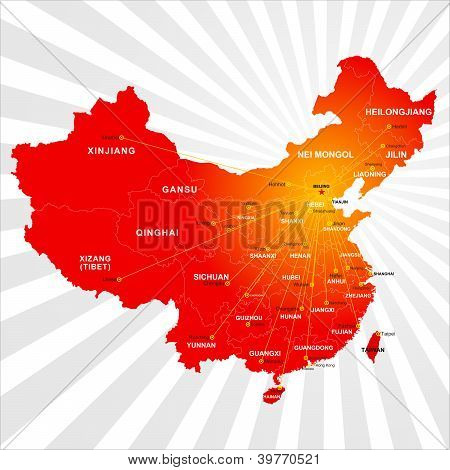 ベクトルの中国の地図