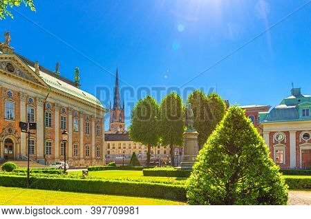 Cityscape Of Stockholm Historical City Centre With The House Of Nobility Or Riddarhuset In Gamla Sta