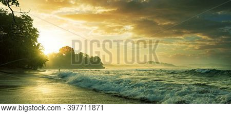 Beautiful tropical Pacific Ocean coast in Costa Rica