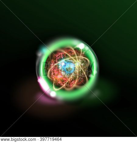 Close Up Of Colorful Atomic Particle Background Science 3d Illustration