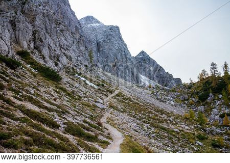 Beautiful Autumn For Hike In The Mountains. Triglav National Park In Kranjska Gora, Slovenia.