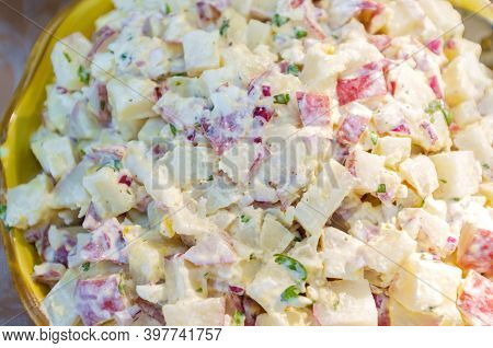 Large Server Bowl Of Creamy Delicious Red Potato Salad