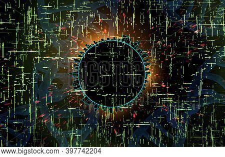 Computer Generated Three-dimensional Matrix Simulation Of Reality 3d Illustration