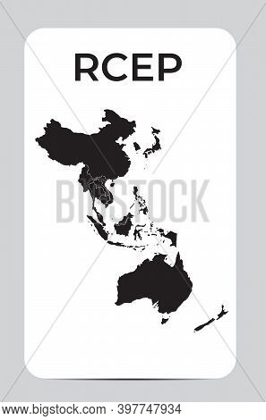 Modern Regional Comprehensive Economic Partnership Rcep Map.  Illustration