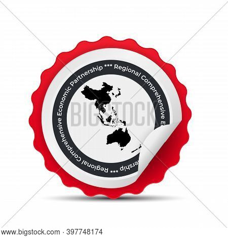 Mdelon, Sign With The Modern Regional Comprehensive Economic Partnership Rcep Map.  Illustration