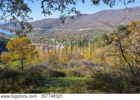 Banos De Montemayor Town. Magic Autumn At Ambroz Valley, Extremadura, Spain